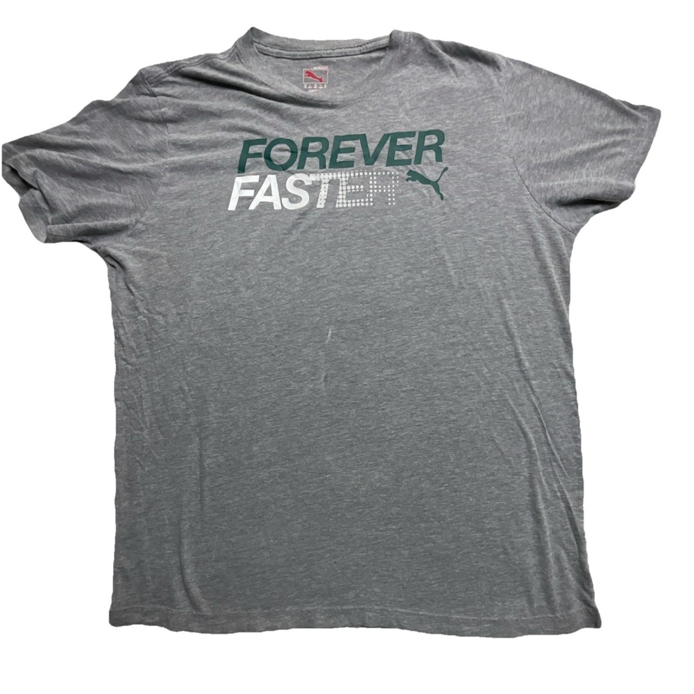 PUMA Forever Faster Graphic Gray Men's Jersey Crew Neck Short Sleeve T-Shirt XL